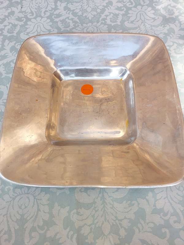 A SQUARE ART DECOR PEWTHAL ALOY SERVING PLATTER