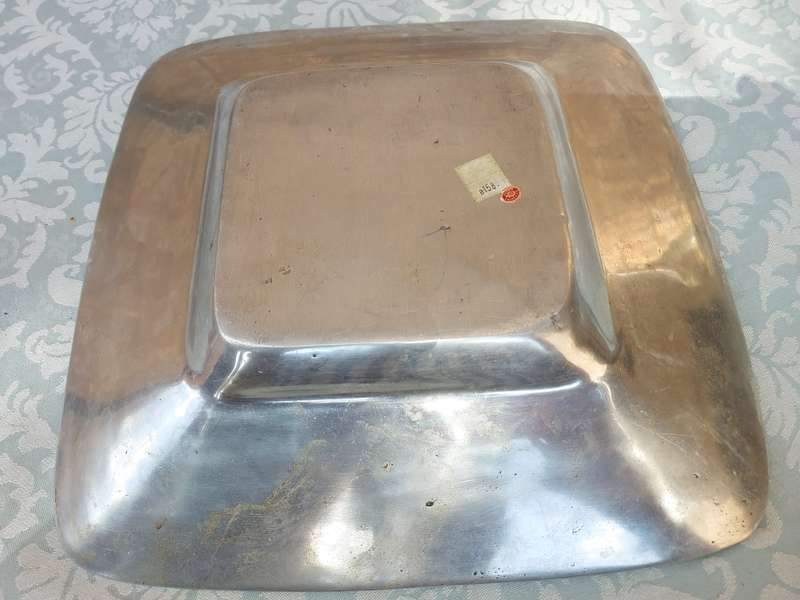 A SQUARE ART DECOR PEWTHAL ALOY SERVING PLATTER
