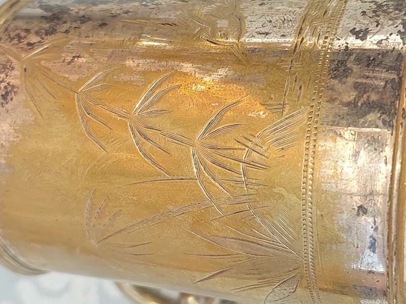 A COLLECTION OF SILVER PLATED BEER MUGS SOLD AS IS
