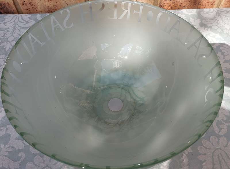 A BEAUTIFUL FROSTED SALAD BOWL SOLD AS IS