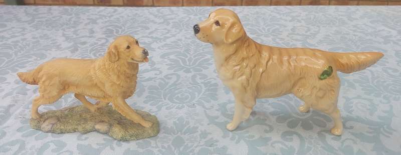 TWO VINTAGE HIGLY COLLECTABLE GOLDEN RETRIEVERS