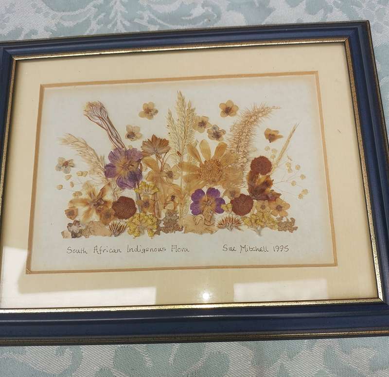 TWO ART WORK FRAMES WITH ORGANIC MATERIAL SOLD AS IS R200
