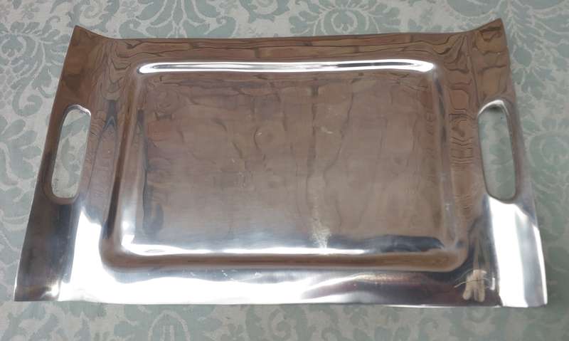 AN ART DECOR PEWTAL ALLOY BY SHEREDAN MADE IN MEXICO RECTANGULAR SERVING TRAY SOLD AS IS