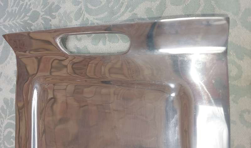 AN ART DECOR PEWTAL ALLOY BY SHEREDAN MADE IN MEXICO RECTANGULAR SERVING TRAY SOLD AS IS