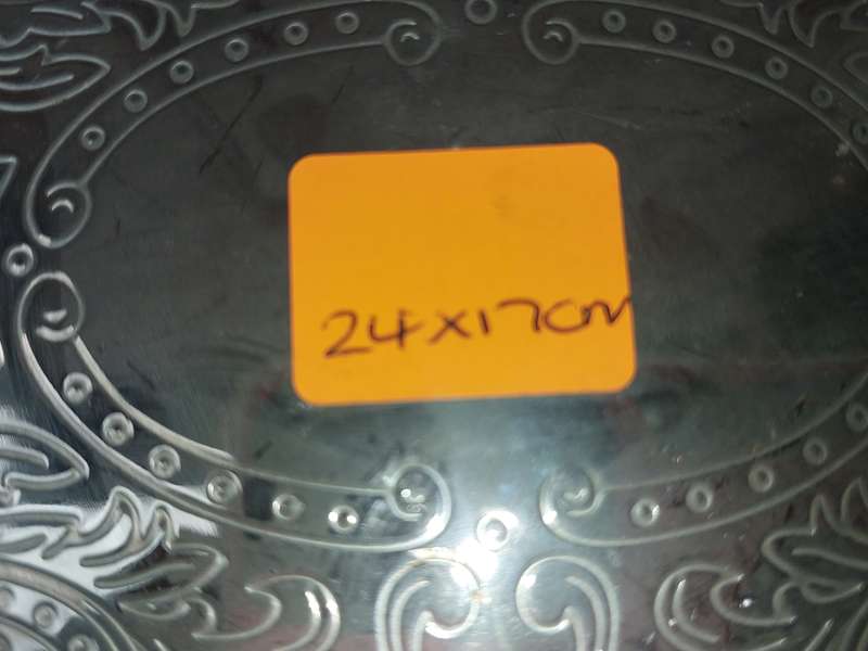 A VINTAGE EDWARDIAN STYLE SILVER-PLATED SERVING TRAY SOLD AS IS