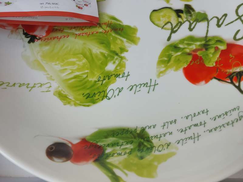 AN ART DECOR MEDITERAINEAN SALAD PLATTER SOLD AS IS