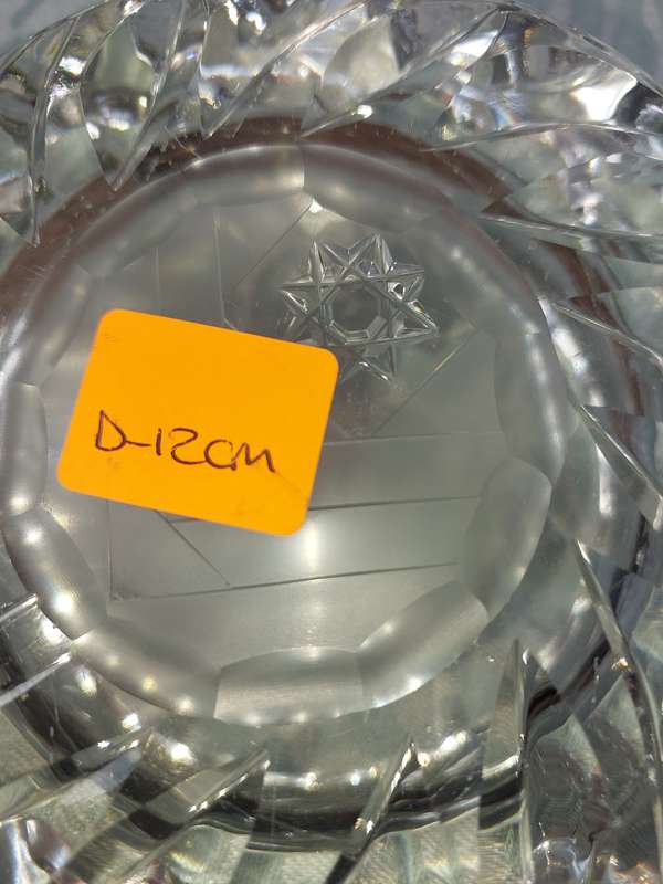 A PAIR OF GLASS ASH TRAYS SOLD AS IS