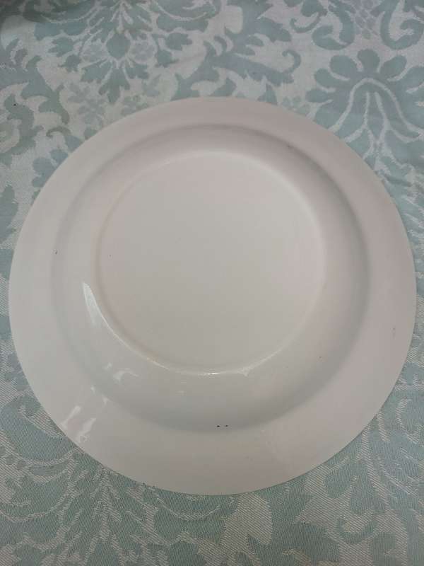 A VINTAGE SET OF 3 PORCELAIN DINNER PLATES WITH A FLORAL DESIGN AND SILVER TRIM