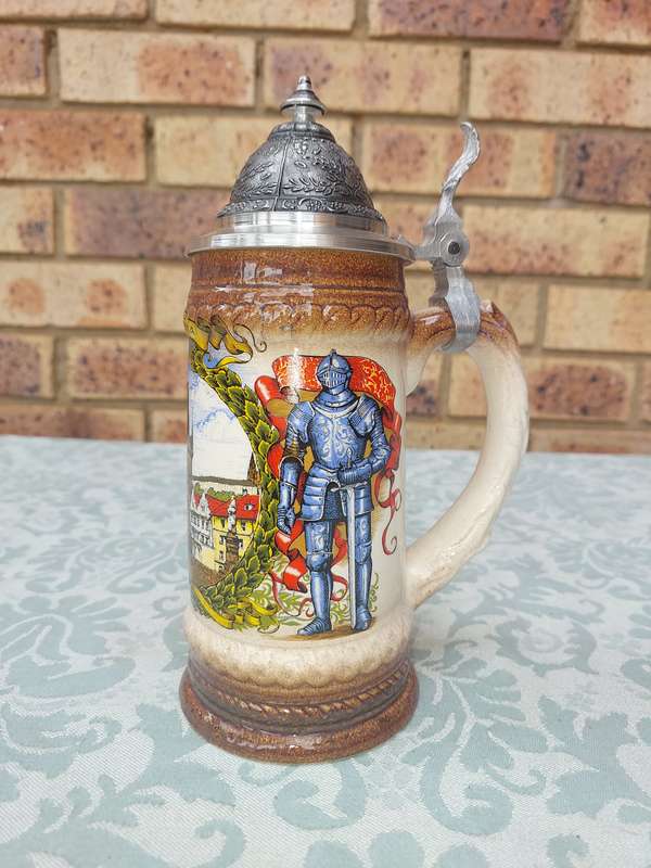 German Vintage Stein With Pewter Lid  sold as is