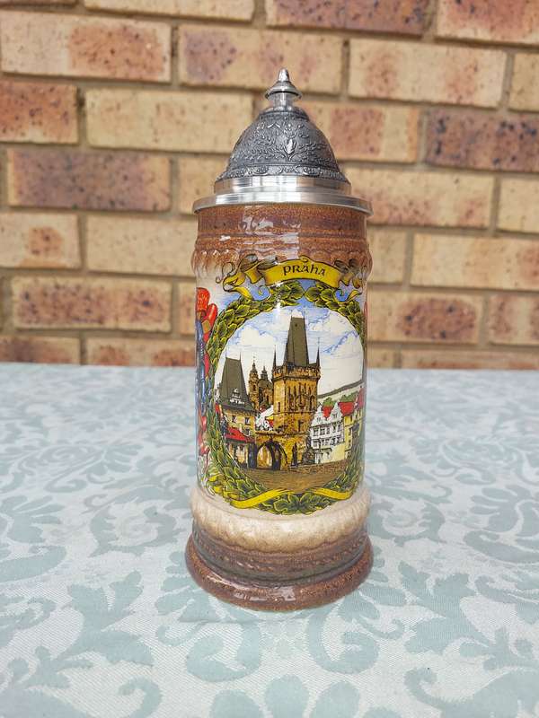 German Vintage Stein With Pewter Lid  sold as is