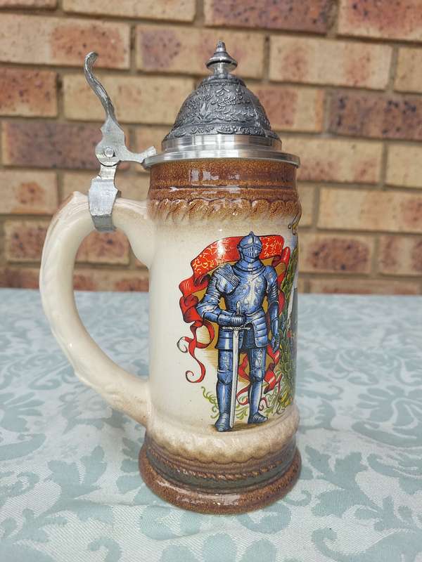 German Vintage Stein With Pewter Lid  sold as is