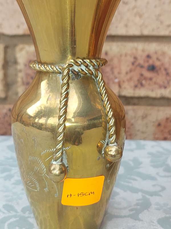 A SET OF 3 ART DECOR BRASS VASES SOLD AS IS