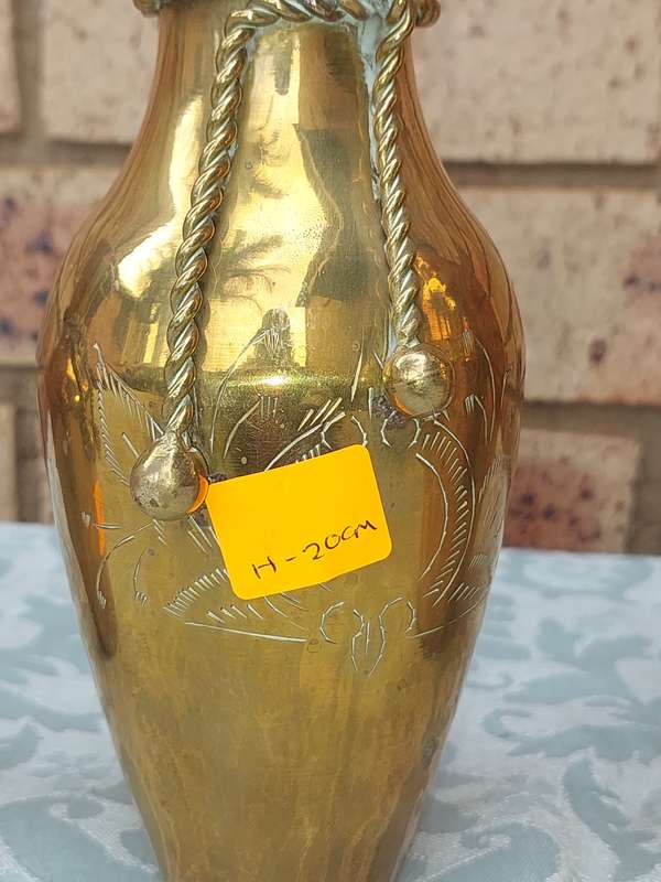 A SET OF 3 ART DECOR BRASS VASES SOLD AS IS
