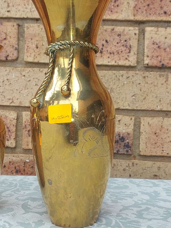 A SET OF 3 ART DECOR BRASS VASES SOLD AS IS