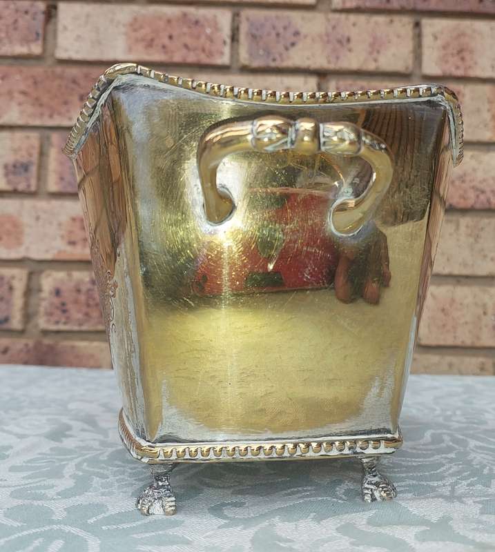 A VINTAGE SILVER PLATED ON BRONZE SWEAT CADDY VICTORIAN ERA SOOD AS IS