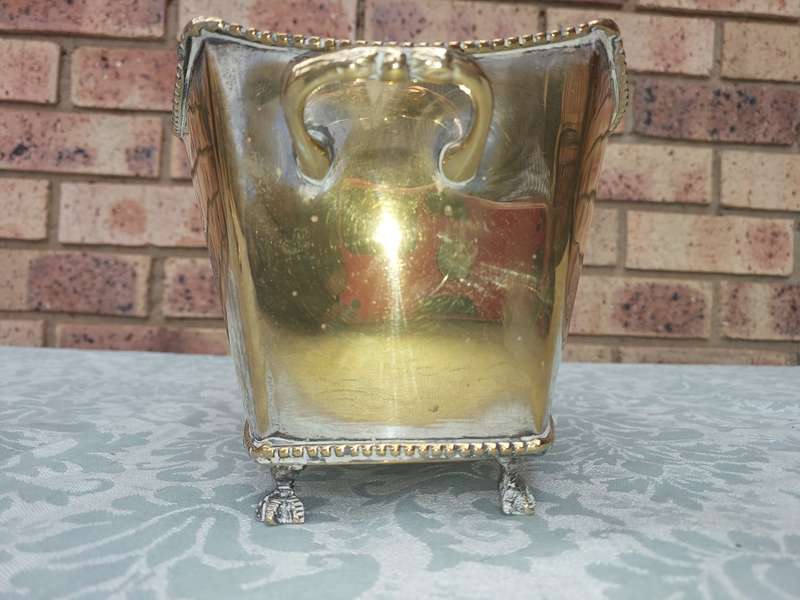 A VINTAGE SILVER PLATED ON BRONZE SWEAT CADDY VICTORIAN ERA SOOD AS IS