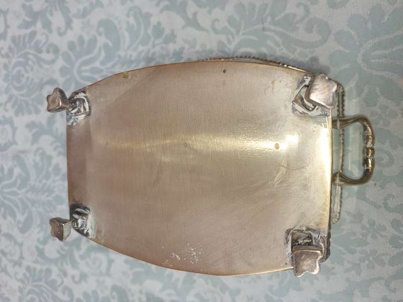 A VINTAGE SILVER PLATED ON BRONZE SWEAT CADDY VICTORIAN ERA SOOD AS IS