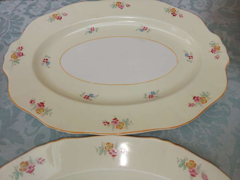 A VINTAGE OF WHITE WITH A FLORAL DESIGN DINNER SET BY ALFRED MEAKEN ENGLAND SOLD AS IS