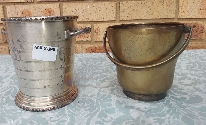 TWO VINTAGE ICE BUCKETS SOLD AS IS