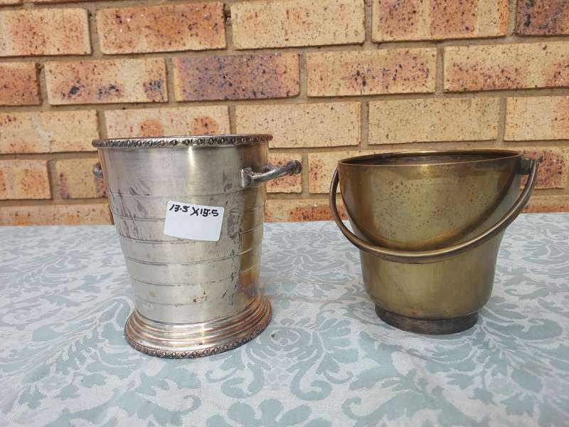 TWO VINTAGE ICE BUCKETS SOLD AS IS