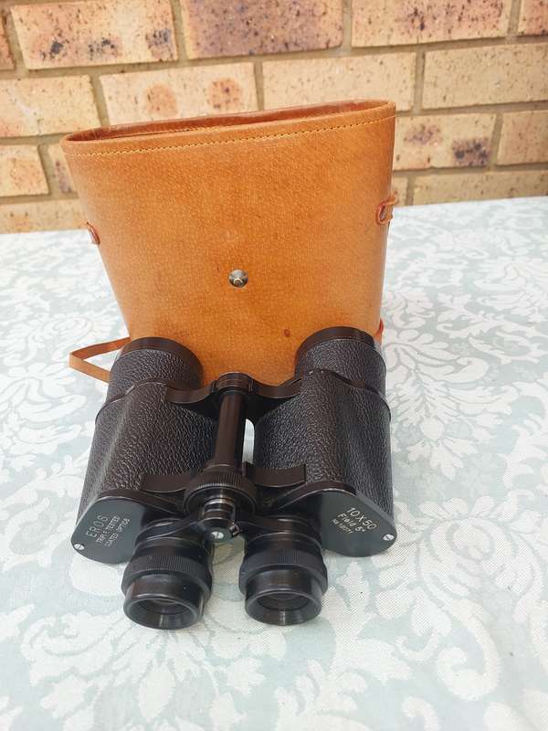 A VINTAGE ROS TRIPLE COATED TESTED OIOTIC 10X 50 BINOCULARS SOLD AS IS