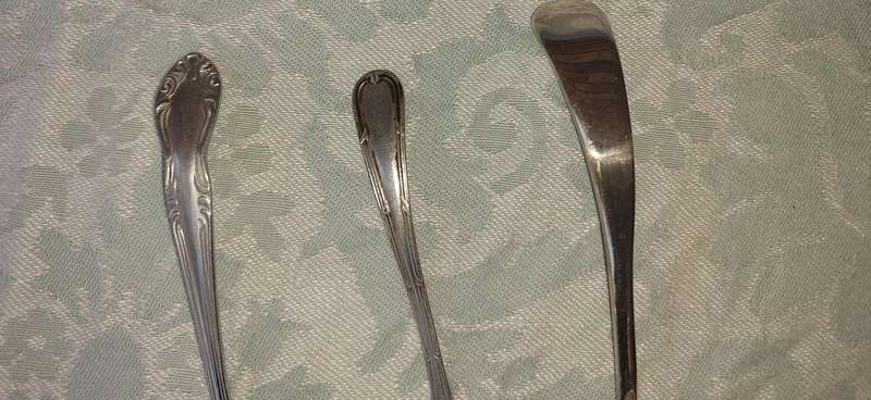 A COLLECTION OF 3 SUGAR OR SAUCE LADLES SOLD AS IS