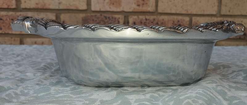 A HECHO MADE IN MEXICO PEWTER SERVING PLATTER SOLD AS IS
