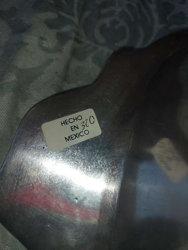 A HECHO MADE IN MEXICO PEWTER SERVING PLATTER SOLD AS IS