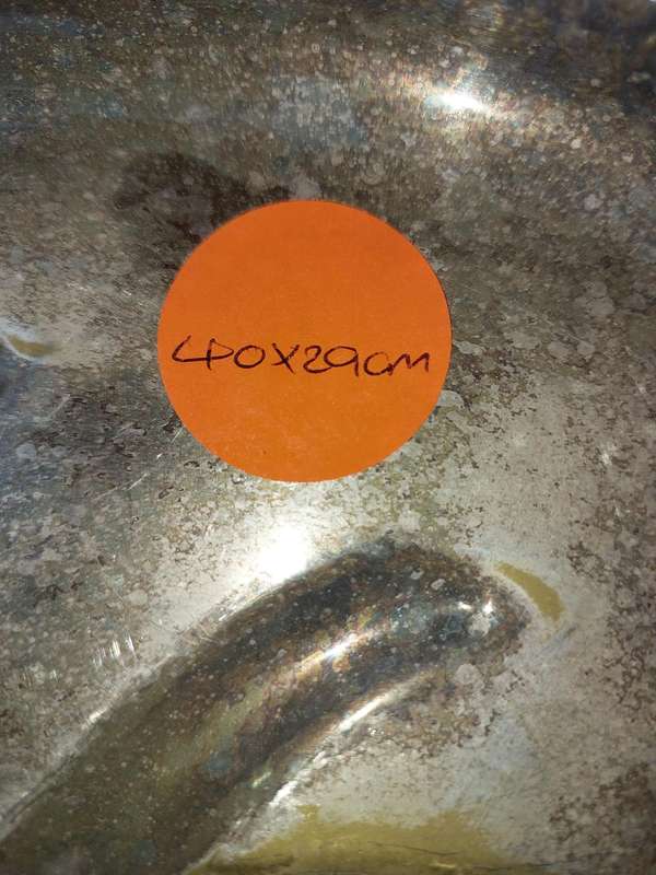 A VINTAGE SP ON B GROOVED MEAT CARVING PLATTER FOOTED SOLD AS IS