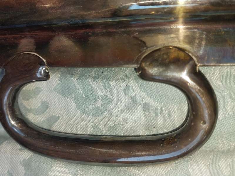 A VINTAGE SILVER PLATED 49 CENTIMETER SERVING PLATTER SOLD AS IS