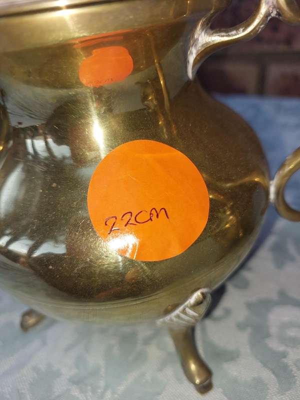A SOLID VINTAGE BRASS TEA OR COFFEE SET HAND MADE SOLD AS IS
