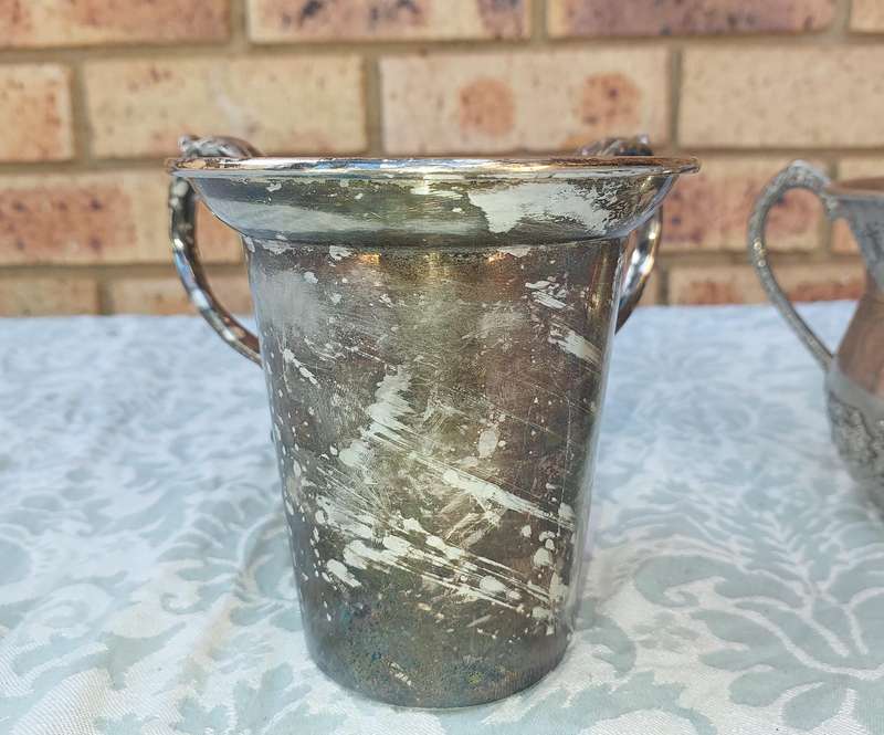 TWO VINTAGE KIDDUSH GOBLETS ONE WIYTH HEBREW TEXT SOLD AS IS