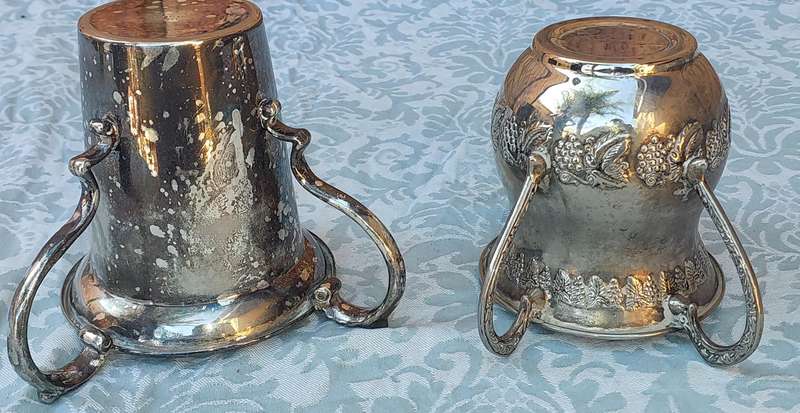 TWO VINTAGE KIDDUSH GOBLETS ONE WIYTH HEBREW TEXT SOLD AS IS