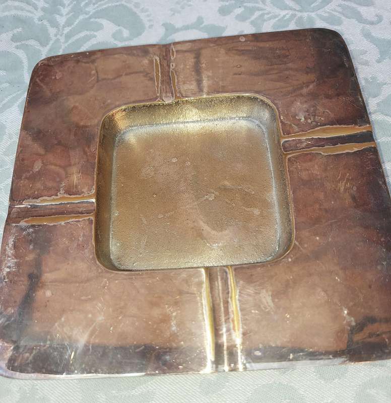 TWO ART DECOR STAINLESS STEEL ASH TRAYS SOLD AS IS