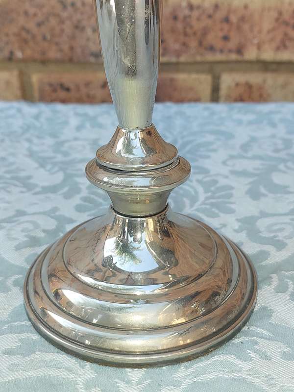 A SILVER PLATED CANDLEBRA NEEDS SOME TLC SOLD AS IS