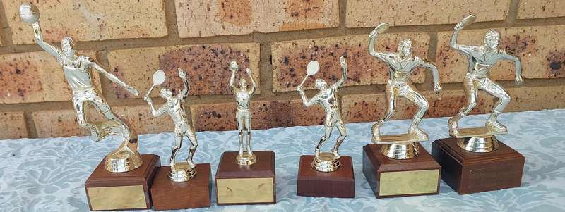 A JOBLOT SPORTS TROPHIES SOLD AS IS
