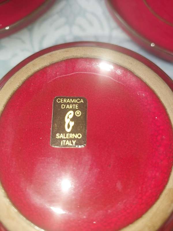 AN ART DECOR VINTAGE RED COFFEE SET 15 PIECE BY CERAMICA  D'ARTE ITALY