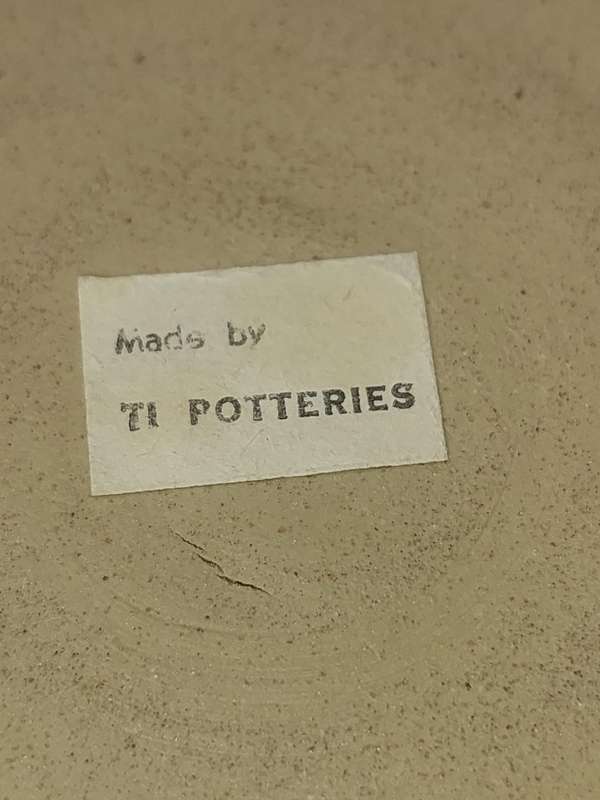 A VINTAGE SET WATER JUG AND FIVE TUMBLERS CERAMICA BY TI POTTERIES WITH AFRICAN DRAWINGS SOLD AS IS