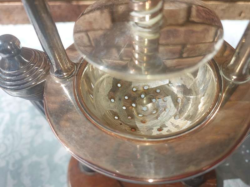 A VINTAGE FRENCH DUCK AND LOBSTER PRESS SILVER PLATED WITH WOODEN BASE SOLD AS IS
