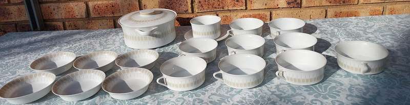 A vintage 17 piece KPM Germany soup set sold as is