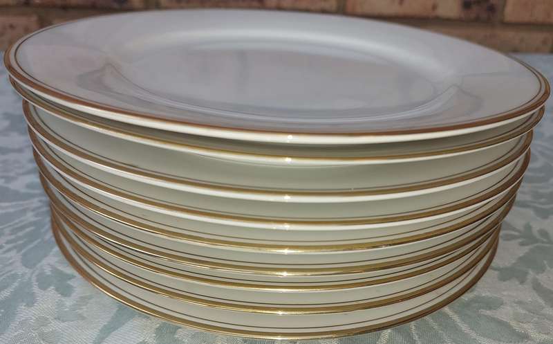A SET OF 10 RC NORITAKI SRI LANKA DINNER PLATES ONE HAS A CHIP AS PER THE PHOTOS SOLD AS IS