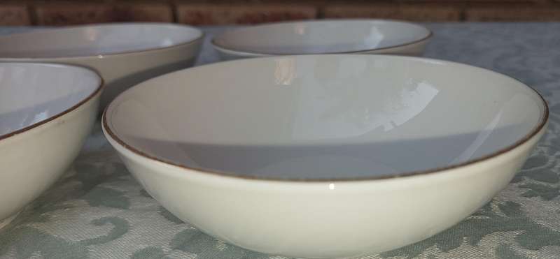 A RARE COLLECTION OF THOMAS GERMANY GOLD TRIM PORCELAIN DESERT BOWLS SOLD AS IS