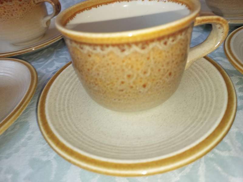 Vintage Mikasa Japan Natures Song C1050 Tea Cups & Saucer Frothy Beige Glaze