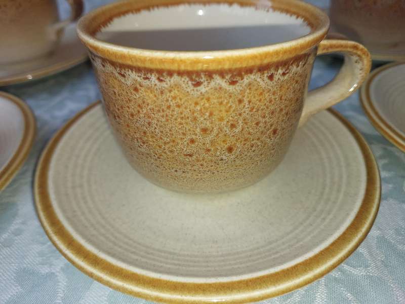 Vintage Mikasa Japan Natures Song C1050 Tea Cups & Saucer Frothy Beige Glaze