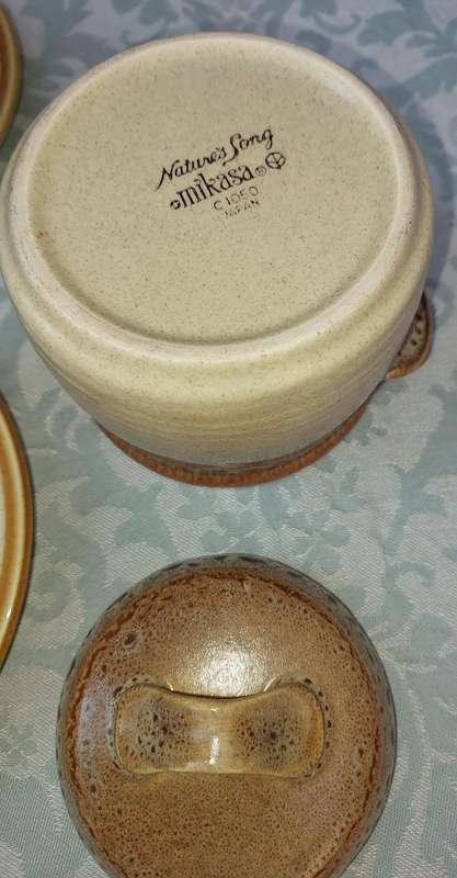 Vintage Mikasa Japan Natures Song C1050 Tea Cups & Saucer Frothy Beige Glaze