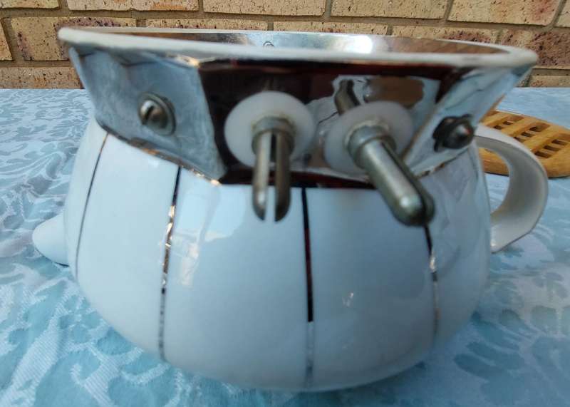 A RARE SIEGMUND MEYER PORCELAIN SET OF COFFEE AND TEA PERCALATORS WITH OUT THE ELECTRIC CABLES