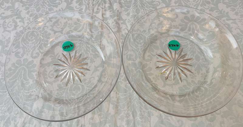TWO ART DECOR  GLASS SERVING BOWLS SOLD AS IS