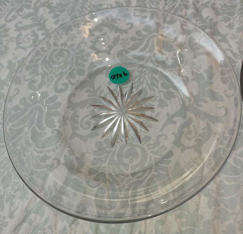 TWO ART DECOR  GLASS SERVING BOWLS SOLD AS IS