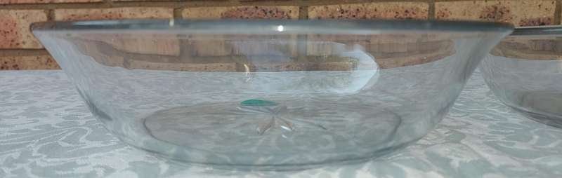 TWO ART DECOR  GLASS SERVING BOWLS SOLD AS IS