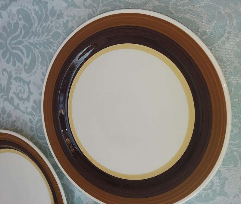 THREE NORITAKI CRAFTS STONE MAHOGANY PLATES SOLD AS IS